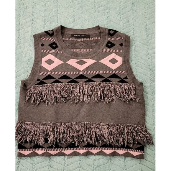 English Factory Mixed Media Sweater Vest  Women's Sz S Gray/Pink - Picture 7 of 12